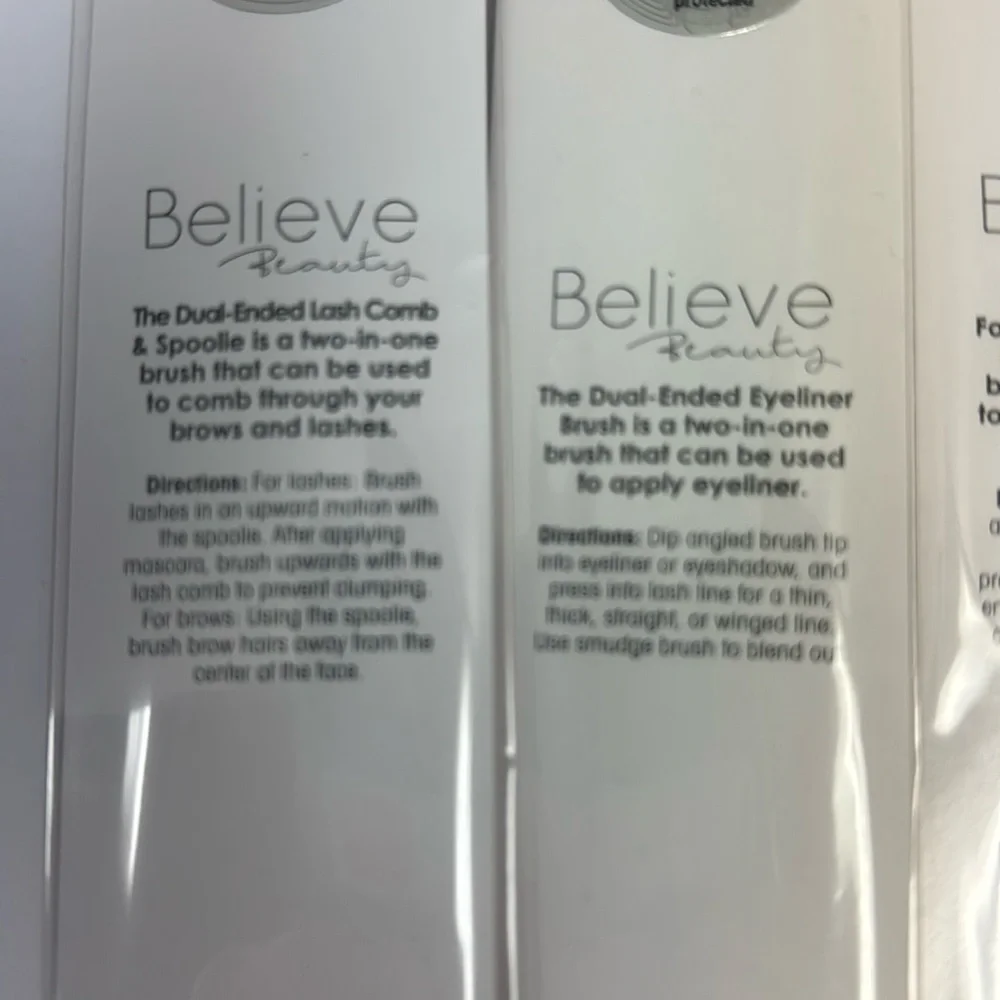 Believe beauty set of four new dual end makeup brushes brow, eyeliner eyeshadow